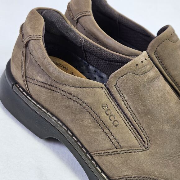 ECCO Fusion Loafer Mens 47 US13 Apron Toe Slip On Nubuck Leather Shoe Mocs Brown